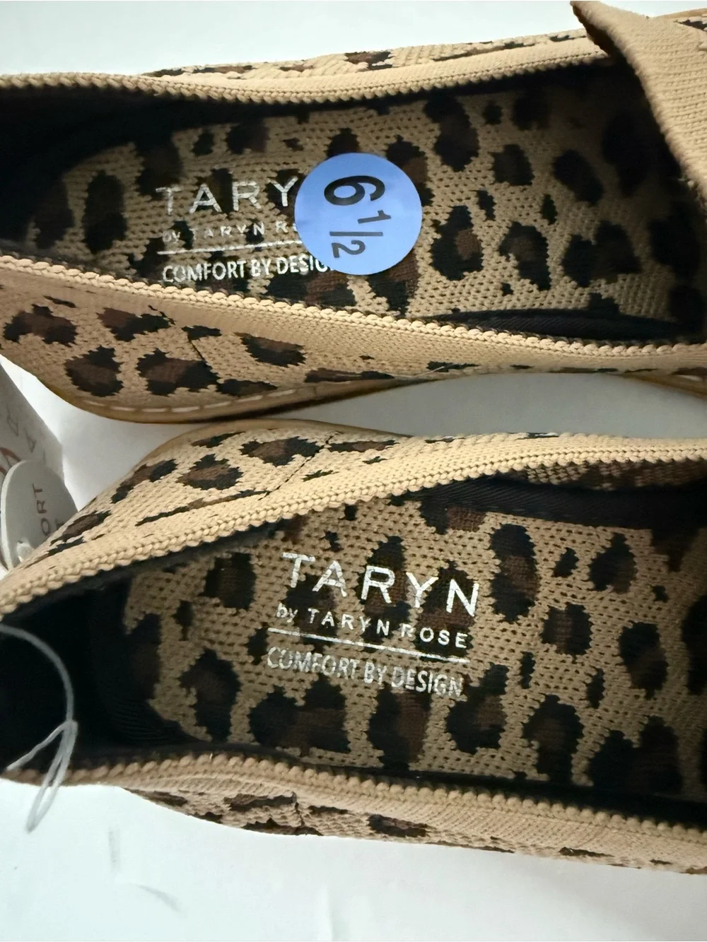 Leopard animal Print Knit Slip-On Flats - Tan/Black Shoes women size 6.5